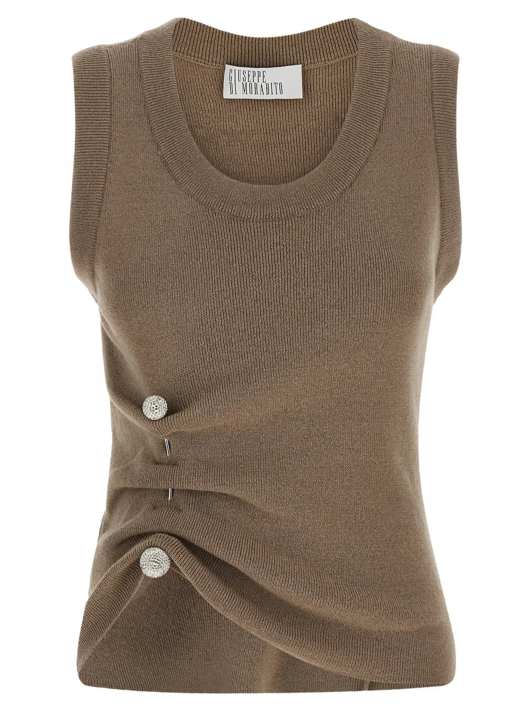 Giuseppe Di Morabito Beige Virgin Wool Sleeveles T-Shirt