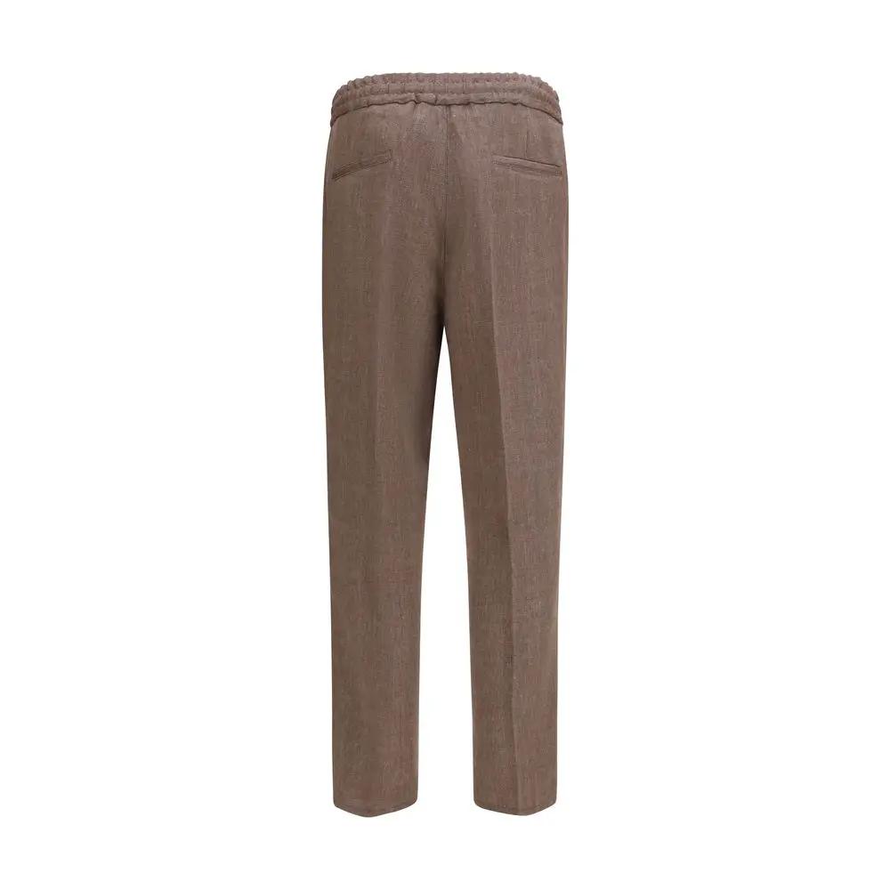 Brunello Cucinelli Sample Sale | Brunello Cucinelli Brown Linen Casual Pants - | Designer outlet