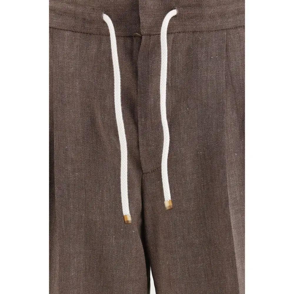 Brunello Cucinelli Sample Sale | Brunello Cucinelli Brown Linen Casual Pants - | Designer outlet