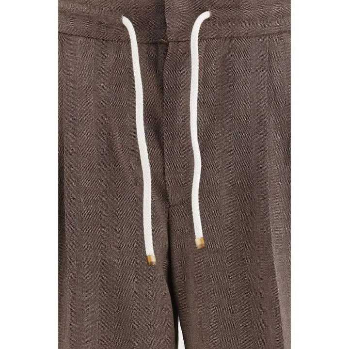 Brunello Cucinelli Sample Sale | Brunello Cucinelli Brown Linen Casual Pants - | Designer outlet