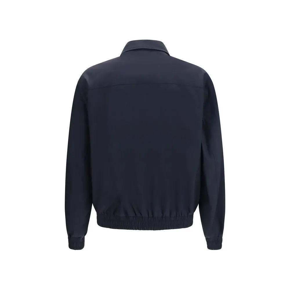 Brunello Cucinelli Sample Sale | Brunello Cucinelli Blue Silk Biker Jacket - | Designer outlet