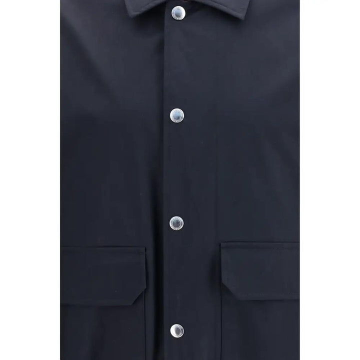 Brunello Cucinelli Blue Silk Biker Jacket
