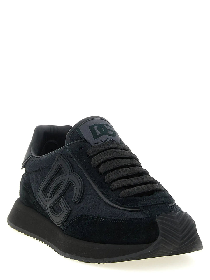 Dolce &amp; Gabbana Black Leather Athletic Sneakers