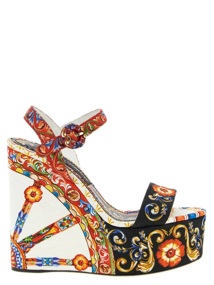 Dolce &amp; Gabbana Multicolor Viscose Wedge Sandals