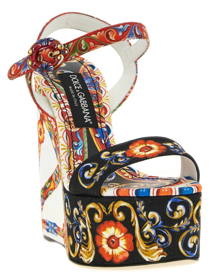 Dolce &amp; Gabbana Multicolor Viscose Wedge Sandals