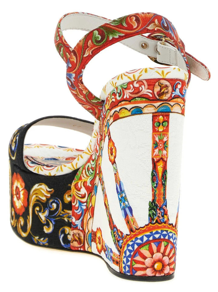 Dolce &amp; Gabbana Multicolor Viscose Wedge Sandals