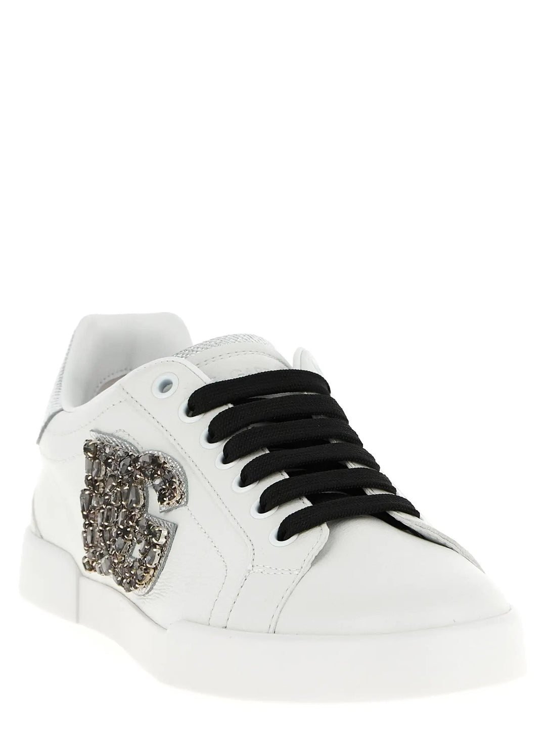 Dolce &amp; Gabbana Silver Calfskin Low Top Sneakers