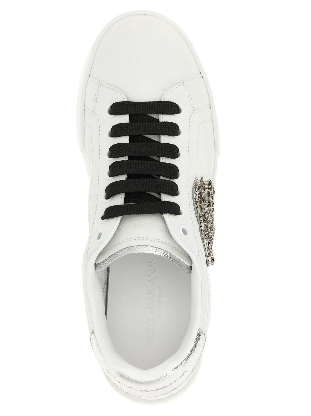 Dolce &amp; Gabbana Silver Calfskin Low Top Sneakers