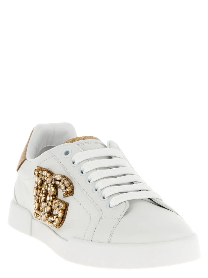 Dolce &amp; Gabbana Gold Calfskin Low Top Sneakers