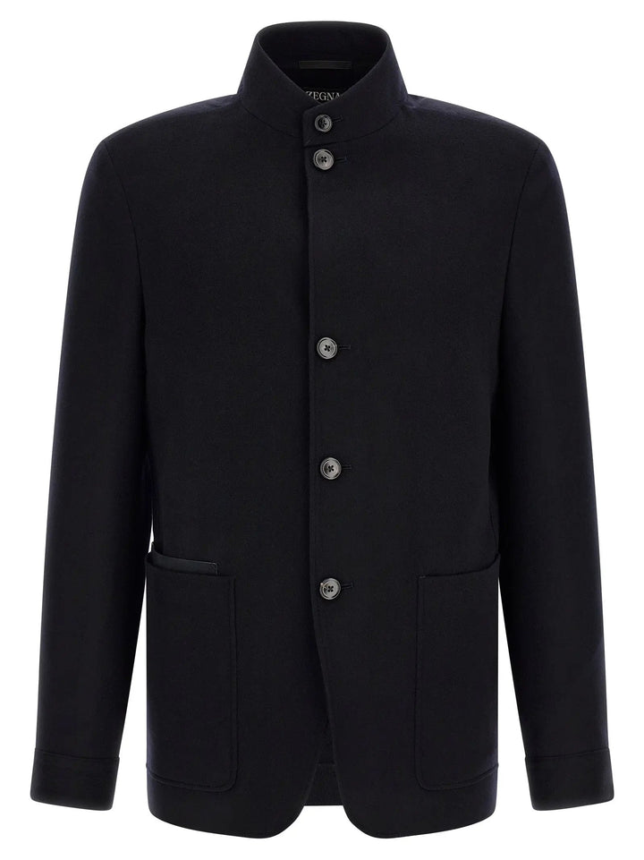 ZEGNA Blue Cashmere Full-Length Jacket
