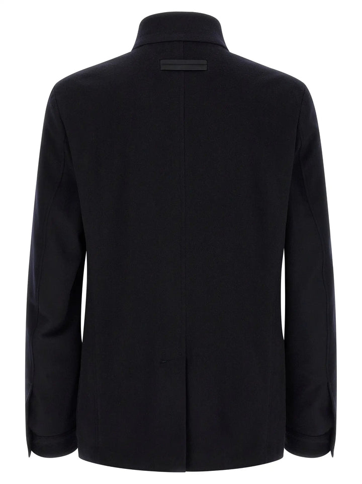 ZEGNA Blue Cashmere Full-Length Jacket