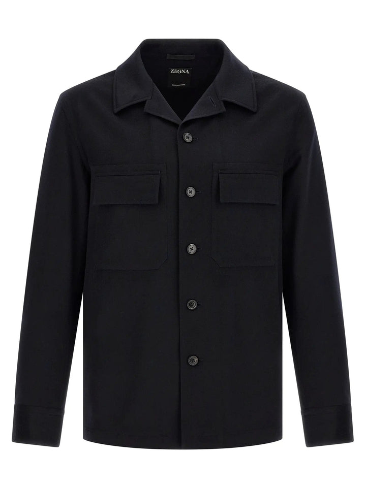 ZEGNA Blue Wool Blouse