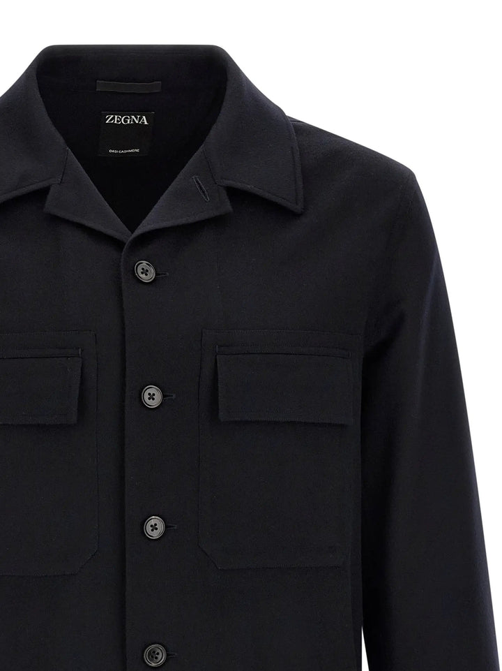 ZEGNA Blue Wool Blouse