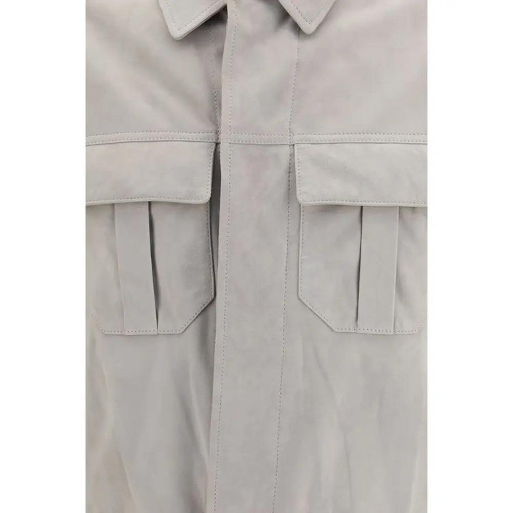Brunello Cucinelli Beige Leather Leather Jacket