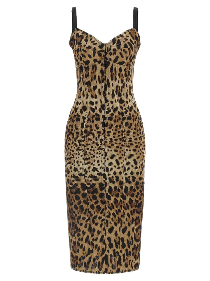 Dolce &amp; Gabbana Brown Polyamide Midi Dress