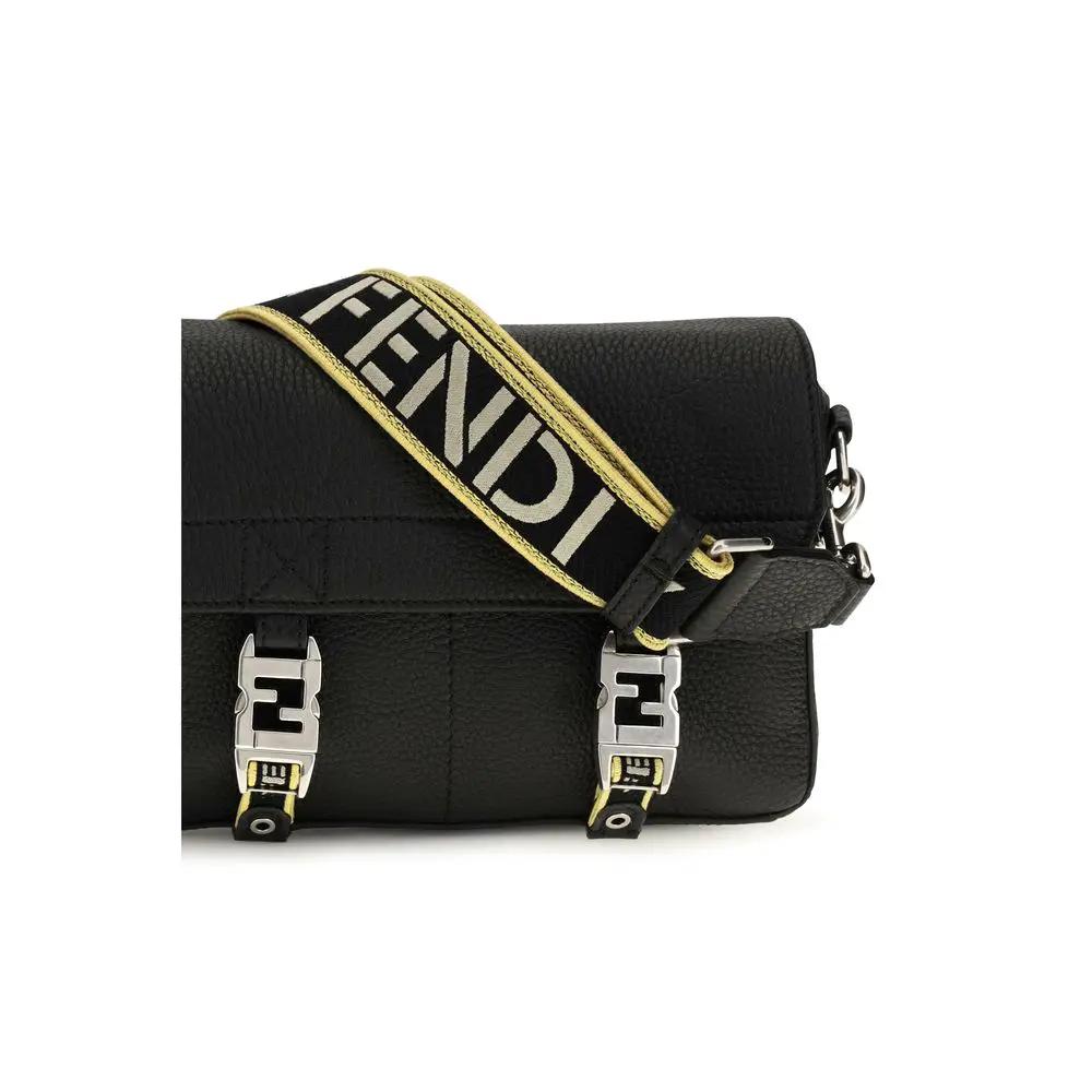 Fendi Sample Sale | Fendi Black Calf Leather Bos Taurus Shoulder Bag - | Designer outlet