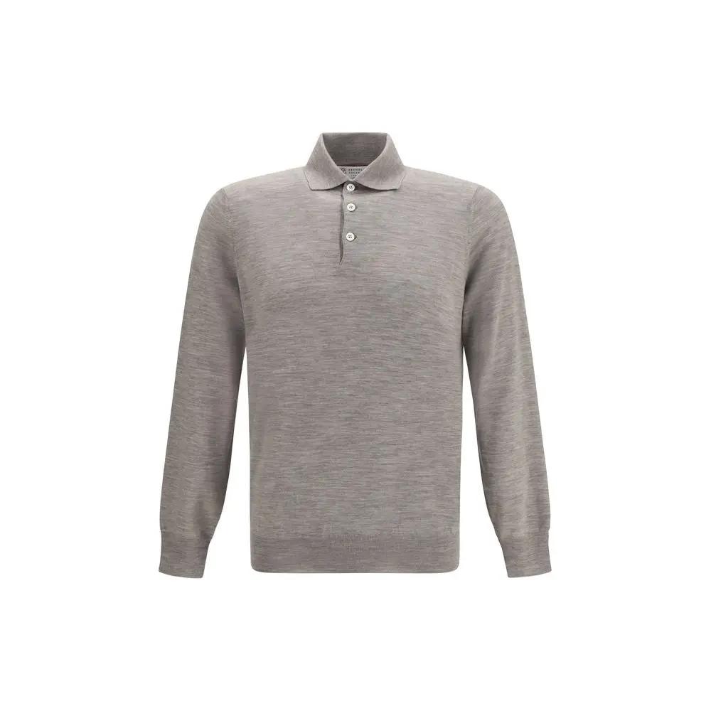 Brunello Cucinelli Sample Sale | Brunello Cucinelli Gray Cashmere Polo Shirt - | Designer outlet