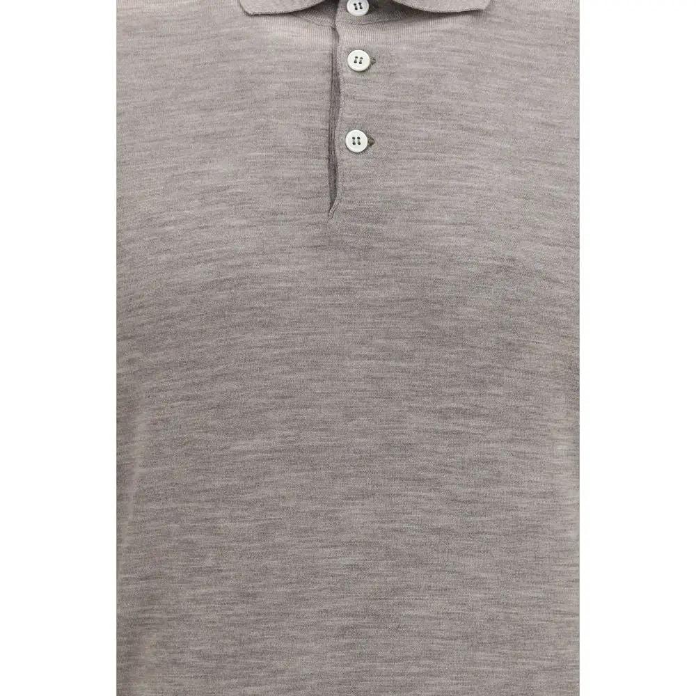 Brunello Cucinelli Sample Sale | Brunello Cucinelli Gray Cashmere Polo Shirt - | Designer outlet
