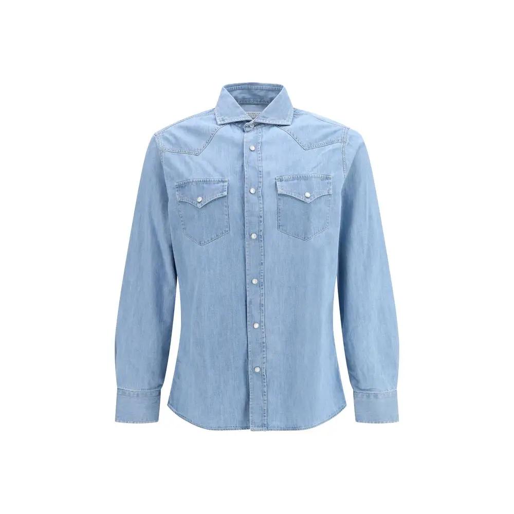 Brunello Cucinelli Sample Sale | Brunello Cucinelli Blue Denim Shirt - | Designer outlet