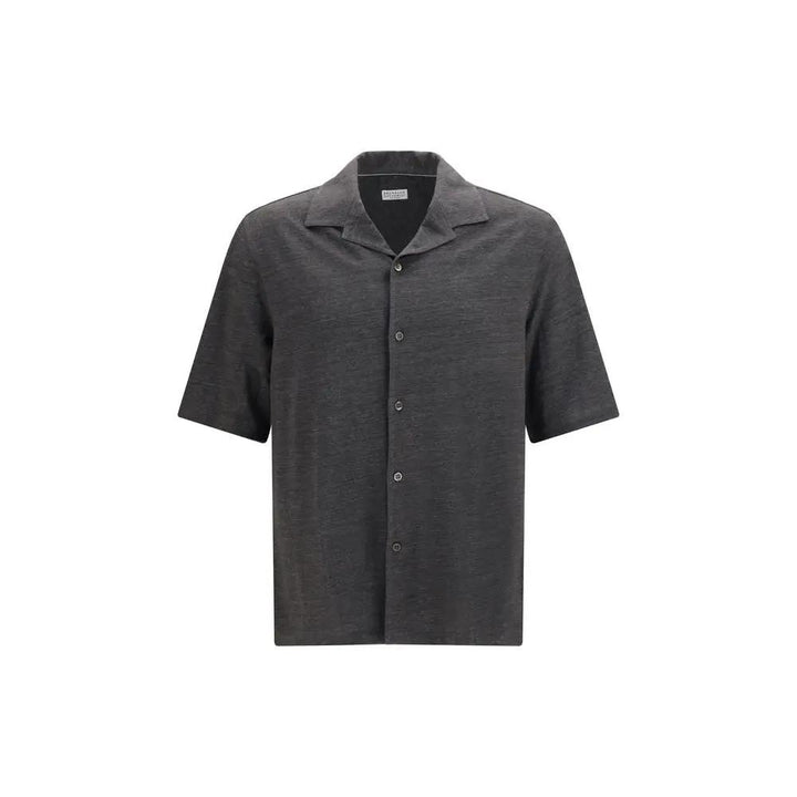 Brunello Cucinelli Sample Sale | Brunello Cucinelli Gray Linen Shortsleeve Shirt - | Designer outlet