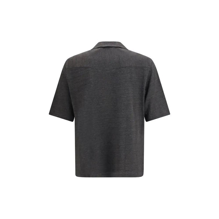 Brunello Cucinelli Sample Sale | Brunello Cucinelli Gray Linen Shortsleeve Shirt - | Designer outlet