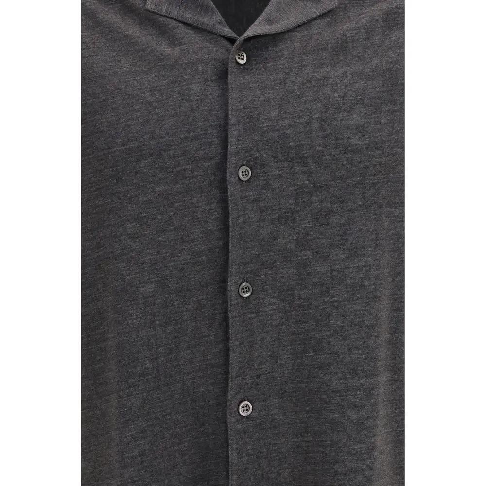 Brunello Cucinelli Sample Sale | Brunello Cucinelli Gray Linen Shortsleeve Shirt - | Designer outlet