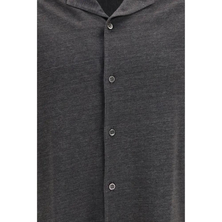 Brunello Cucinelli Sample Sale | Brunello Cucinelli Gray Linen Shortsleeve Shirt - | Designer outlet