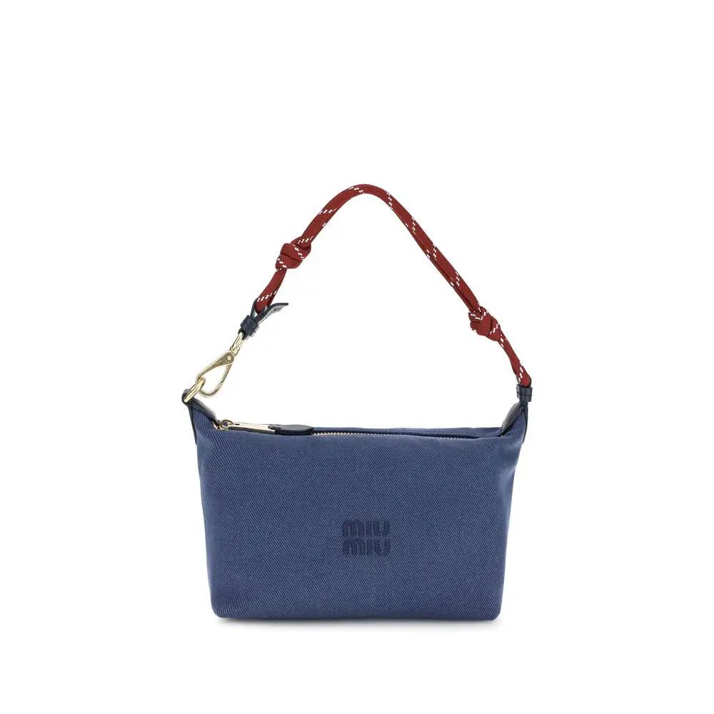 Miu Miu Sample Sale | Miu Miu Blue Cotton Shoulder Bag - | Designer outlet