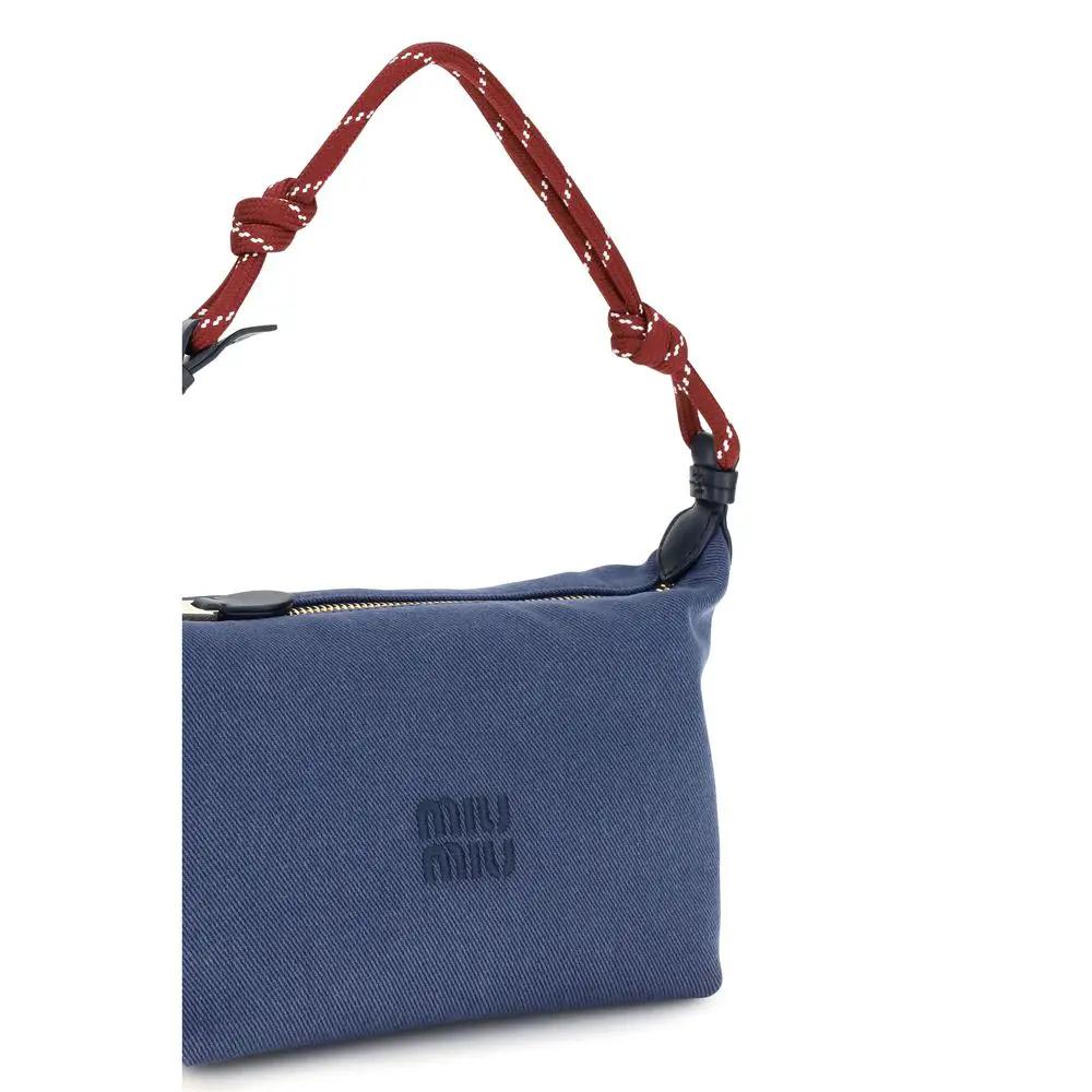 Miu Miu Sample Sale | Miu Miu Blue Cotton Shoulder Bag - | Designer outlet