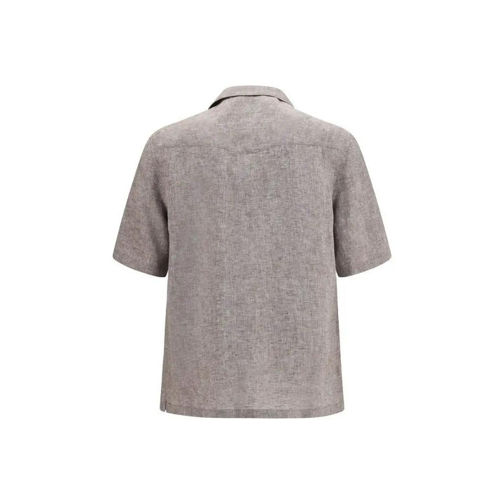 Brunello Cucinelli Sample Sale | Brunello Cucinelli Gray Linen Shortsleeve Shirt - | Designer outlet