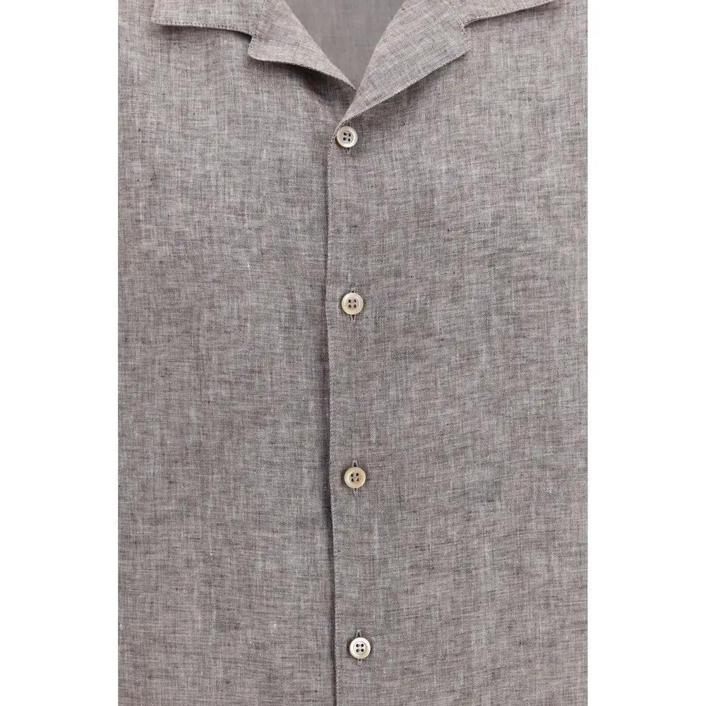 Brunello Cucinelli Sample Sale | Brunello Cucinelli Gray Linen Shortsleeve Shirt - | Designer outlet