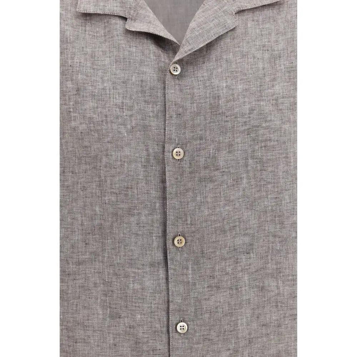 Brunello Cucinelli Sample Sale | Brunello Cucinelli Gray Linen Shortsleeve Shirt - | Designer outlet