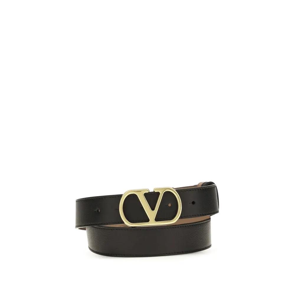 Valentino Garavani Sample Sale | Valentino Garavani Black Calf Leather Bos Taurus Regular Belt - | Designer outlet