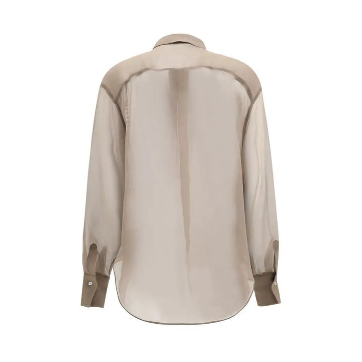 Brunello Cucinelli Sample Sale | Brunello Cucinelli Beige Silk Pattern Shirt - | Designer outlet