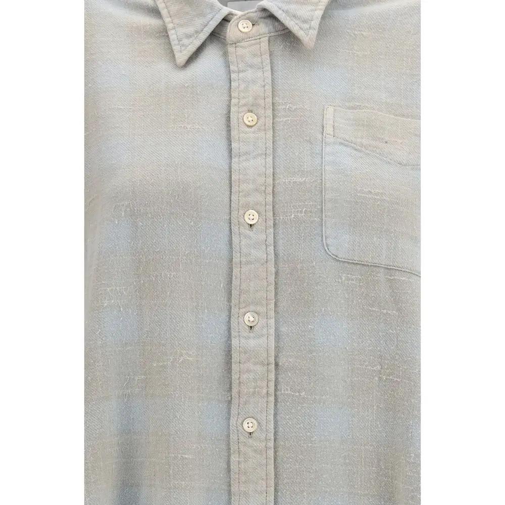 R13 Sample Sale | R13 Blue Cotton Pattern Shirt - | Designer outlet
