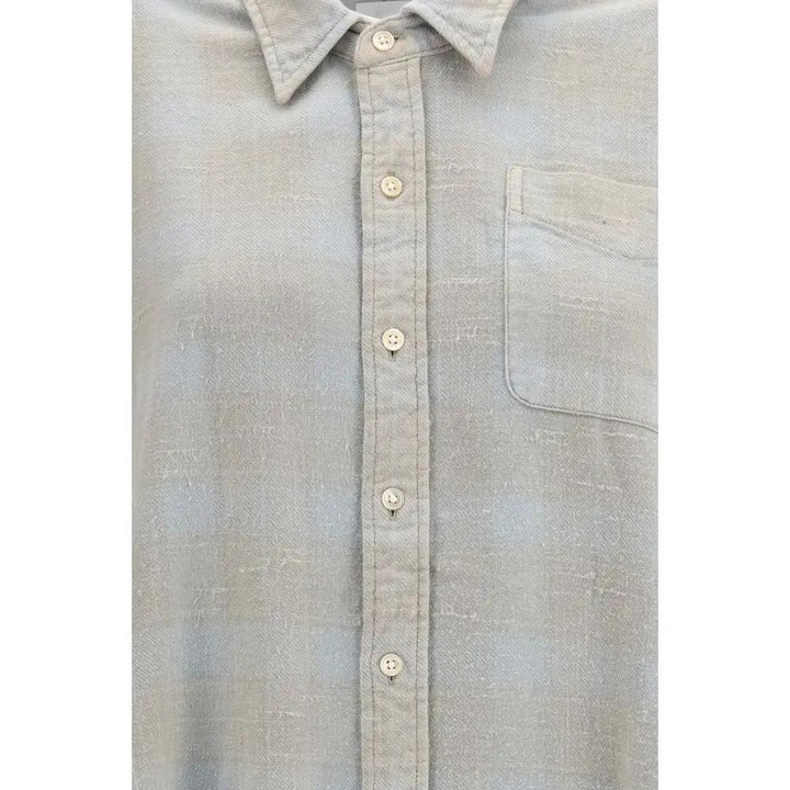 R13 Sample Sale | R13 Blue Cotton Pattern Shirt - | Designer outlet