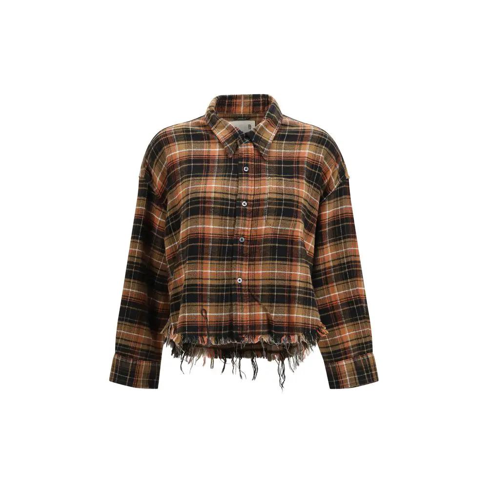 R13 Sample Sale | R13 Brown Cotton Pattern Shirt - | Designer outlet