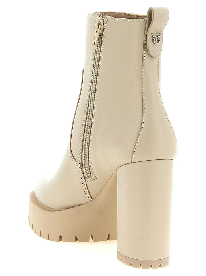 PINKO Sample Sale | PINKO White Cowhide Ankle Boots - | Designer outlet