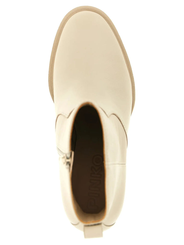 PINKO Sample Sale | PINKO White Cowhide Ankle Boots - | Designer outlet