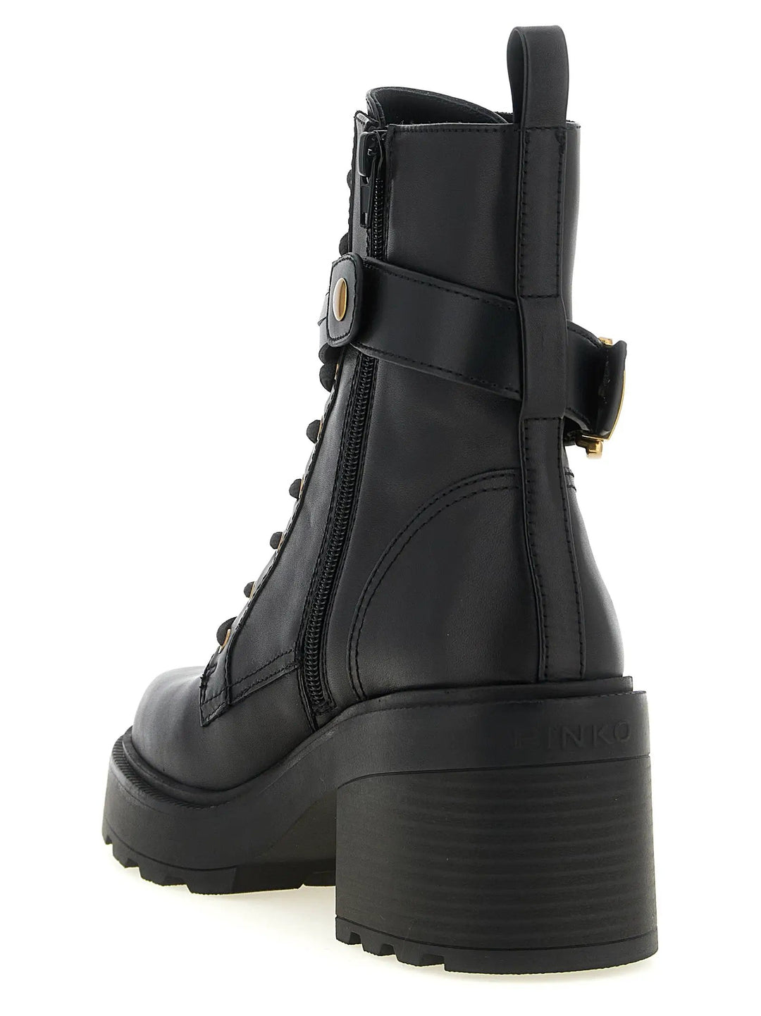 PINKO Sample Sale | PINKO Black Cowhide Lace-Up Boots - | Designer outlet