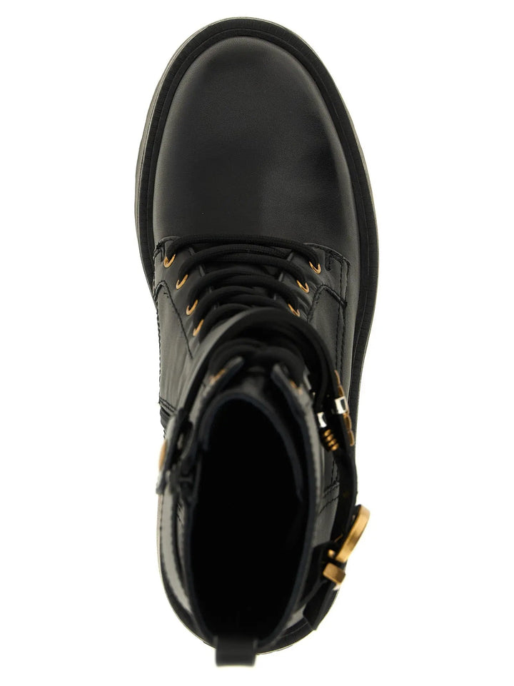 PINKO Sample Sale | PINKO Black Cowhide Lace-Up Boots - | Designer outlet