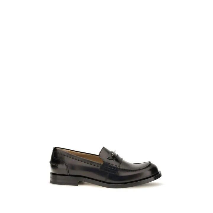 Fendi Sample Sale | Fendi Black Calf Leather Bos Taurus Slip-On Loafers - | Designer outlet