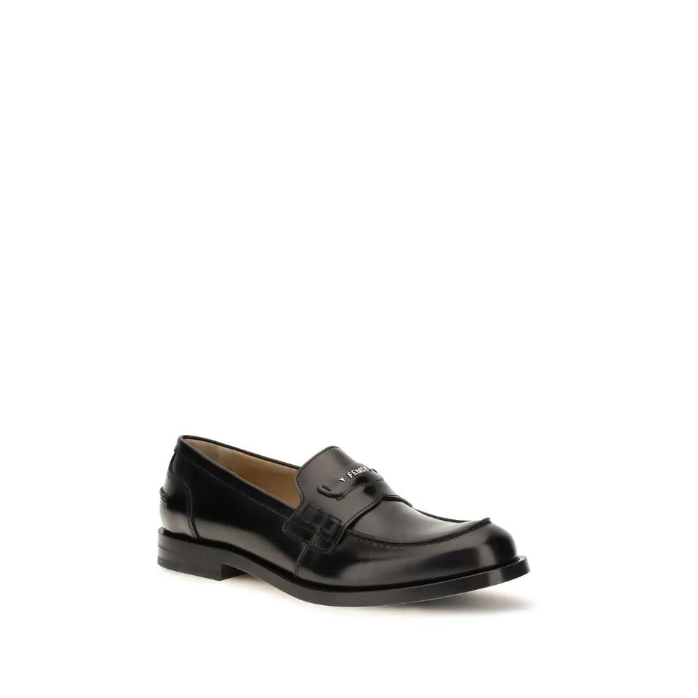 Fendi Sample Sale | Fendi Black Calf Leather Bos Taurus Slip-On Loafers - | Designer outlet