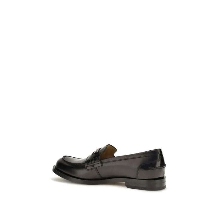 Fendi Sample Sale | Fendi Black Calf Leather Bos Taurus Slip-On Loafers - | Designer outlet