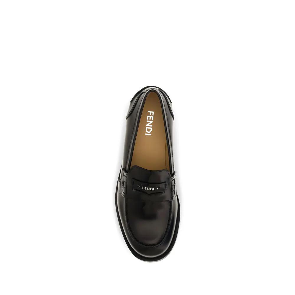 Fendi Sample Sale | Fendi Black Calf Leather Bos Taurus Slip-On Loafers - | Designer outlet