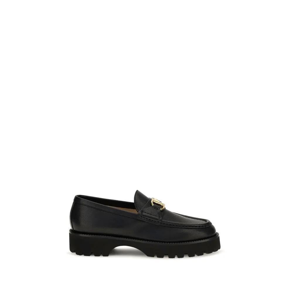 Valentino Garavani Sample Sale | Valentino Garavani Black Calf Leather Bos Taurus Platform Loafers - | Designer outlet