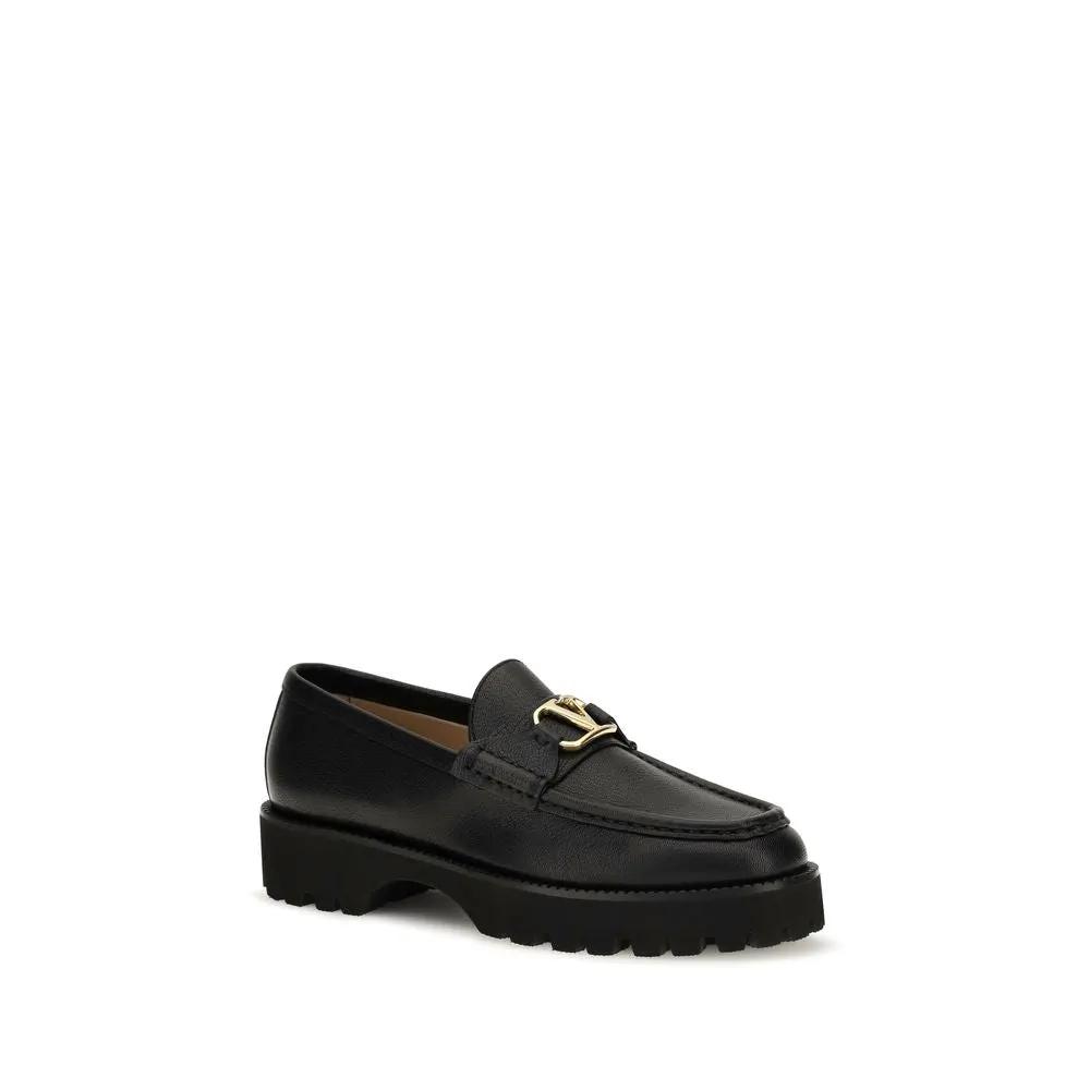 Valentino Garavani Sample Sale | Valentino Garavani Black Calf Leather Bos Taurus Platform Loafers - | Designer outlet