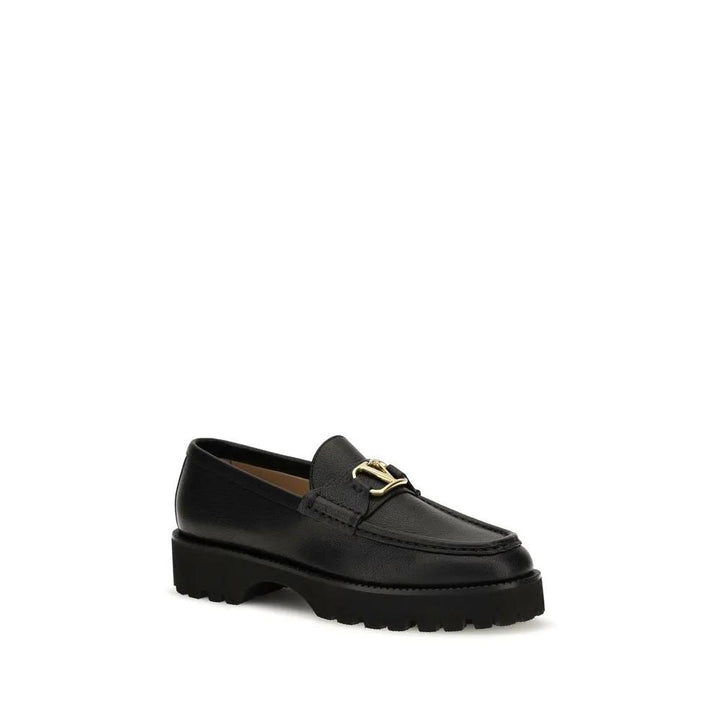 Valentino Garavani Sample Sale | Valentino Garavani Black Calf Leather Bos Taurus Platform Loafers - | Designer outlet