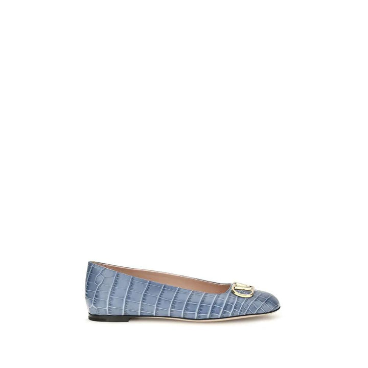 Valentino Garavani Sample Sale | Valentino Garavani Blue Calf Leather Bos Taurus Ballet Flats - | Designer outlet