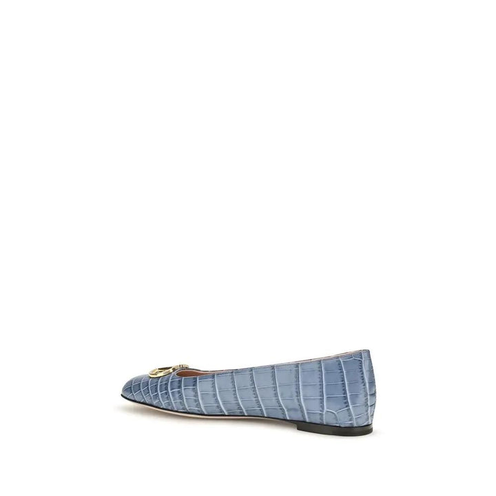 Valentino Garavani Sample Sale | Valentino Garavani Blue Calf Leather Bos Taurus Ballet Flats - | Designer outlet